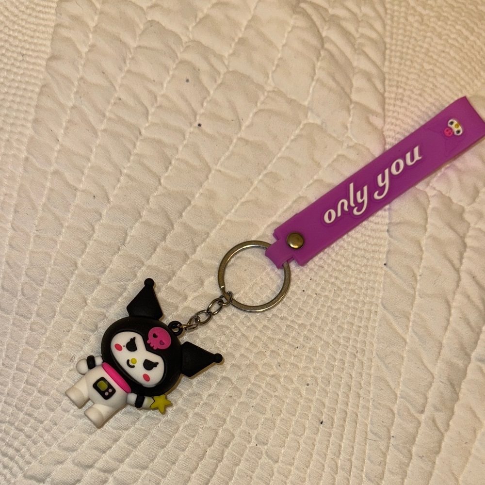 Cute Kuromi Keychain with Purple Tag